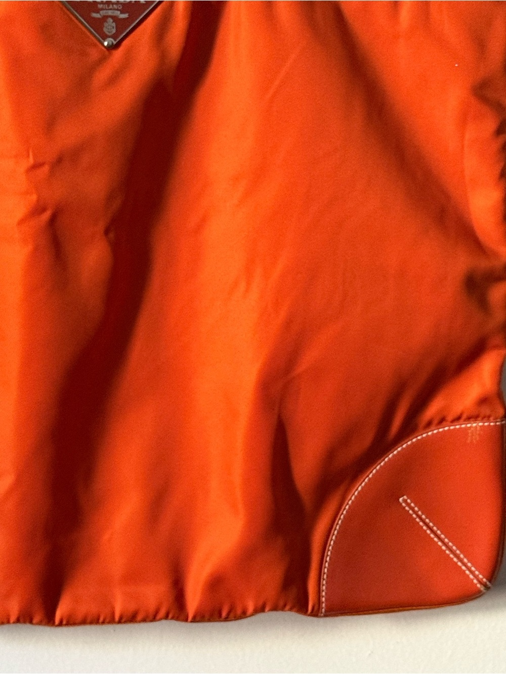 Prada Orange Nylon Tote Large Shopper Bag Leather Trim - Picture 4 of 12